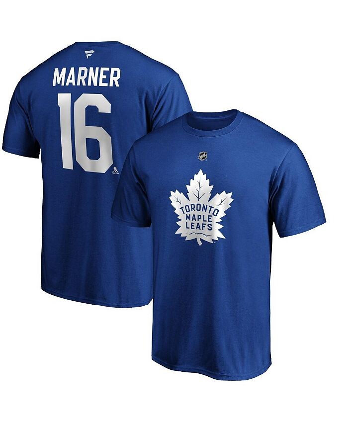 

Мужская синяя футболка с фирменным логотипом Mitchell Marner Toronto Maple Leafs Team с аутентичным именем и номером Stack Fanatics, синий