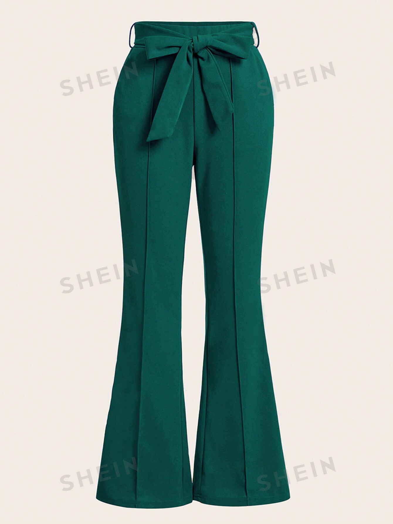 SHEIN Clasi Женские брюки однотонного цвета с расклешенным низом, зеленый