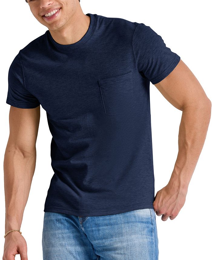 Мужская футболка Originals Tri-Blend с короткими рукавами и карманами Hanes, цвет Navy мужская оригинальная хлопковая футболка с короткими рукавами и карманами hanes цвет cactus u s grown cotton
