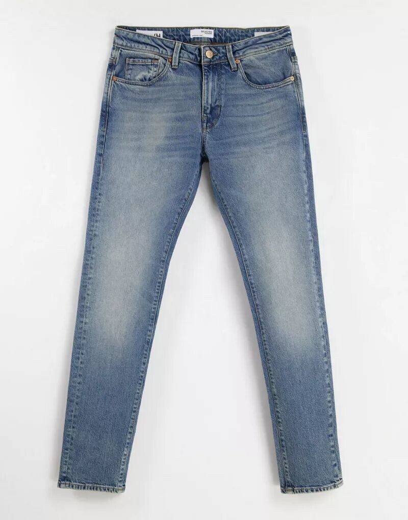 

Selected Homme – джинсы узкого кроя из смеси хлопка голубого цвета – LBLUE