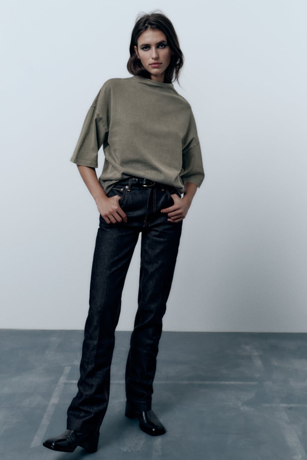 

Футболка из чистого хлопка ZARA, серый