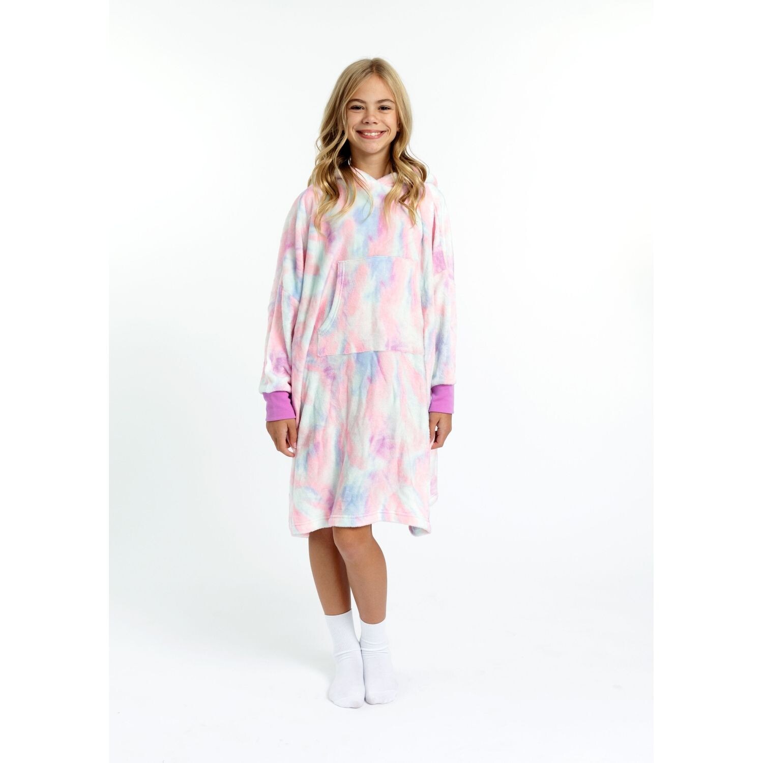 

Носимое уютное флисовое одеяло с капюшоном для девочек Sleep On It Tie Dye Sleep on it