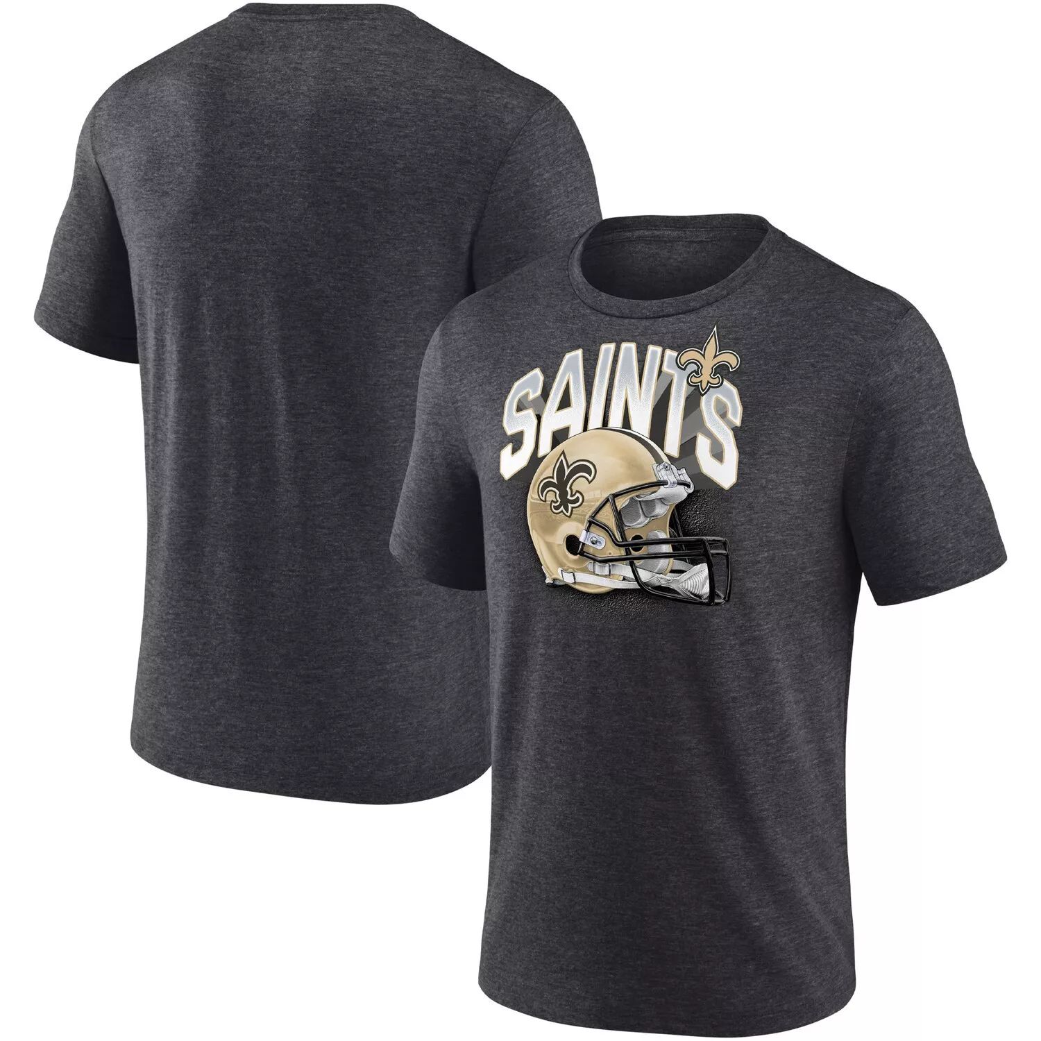 

Мужская темно-угольная футболка Fanatics New Orleans Saints End Round Tri-Blend