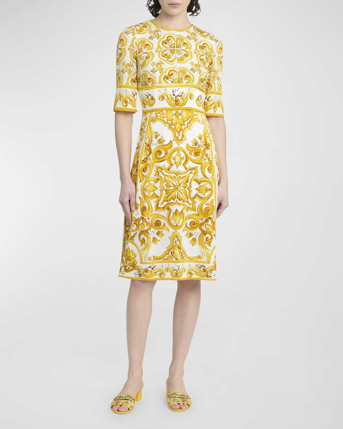 

Платье А-силуэта Charmeuse с принтом Dolce&Gabbana, цвет Yellow Prt