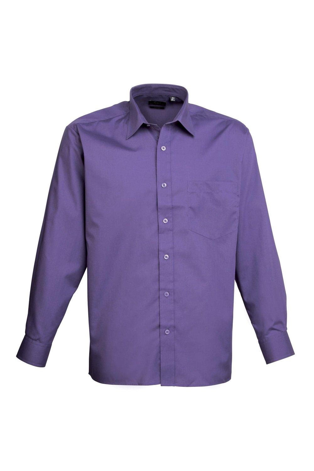 Простая рабочая рубашка из поплина с длинными рукавами Premier, фиолетовый