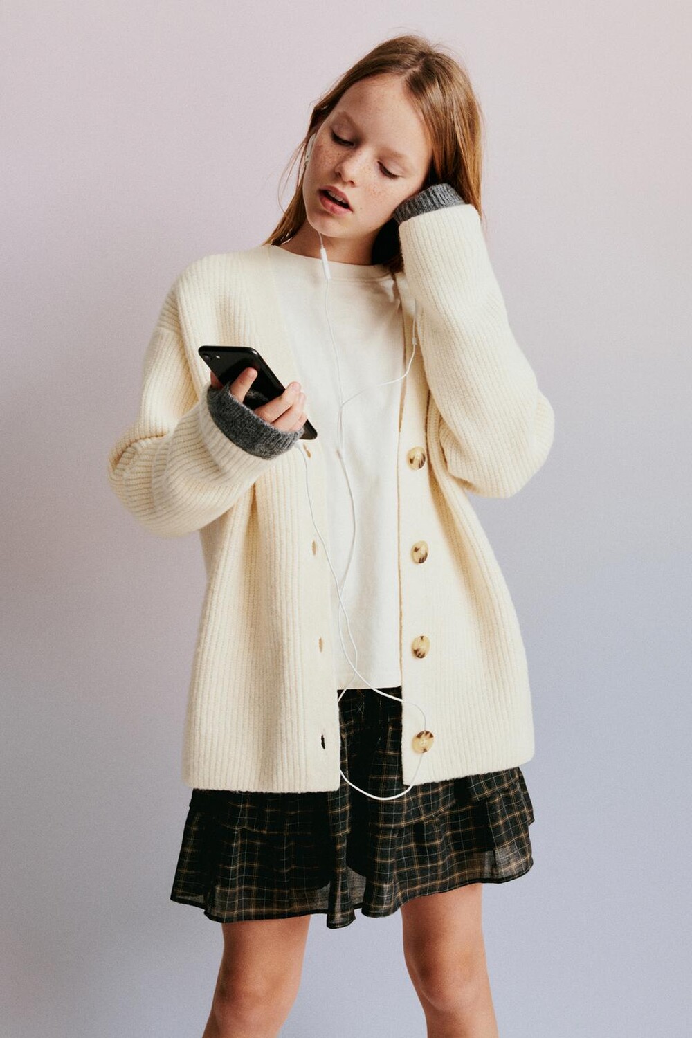 

Юбка в клетку ZARA, антрацитовый серый