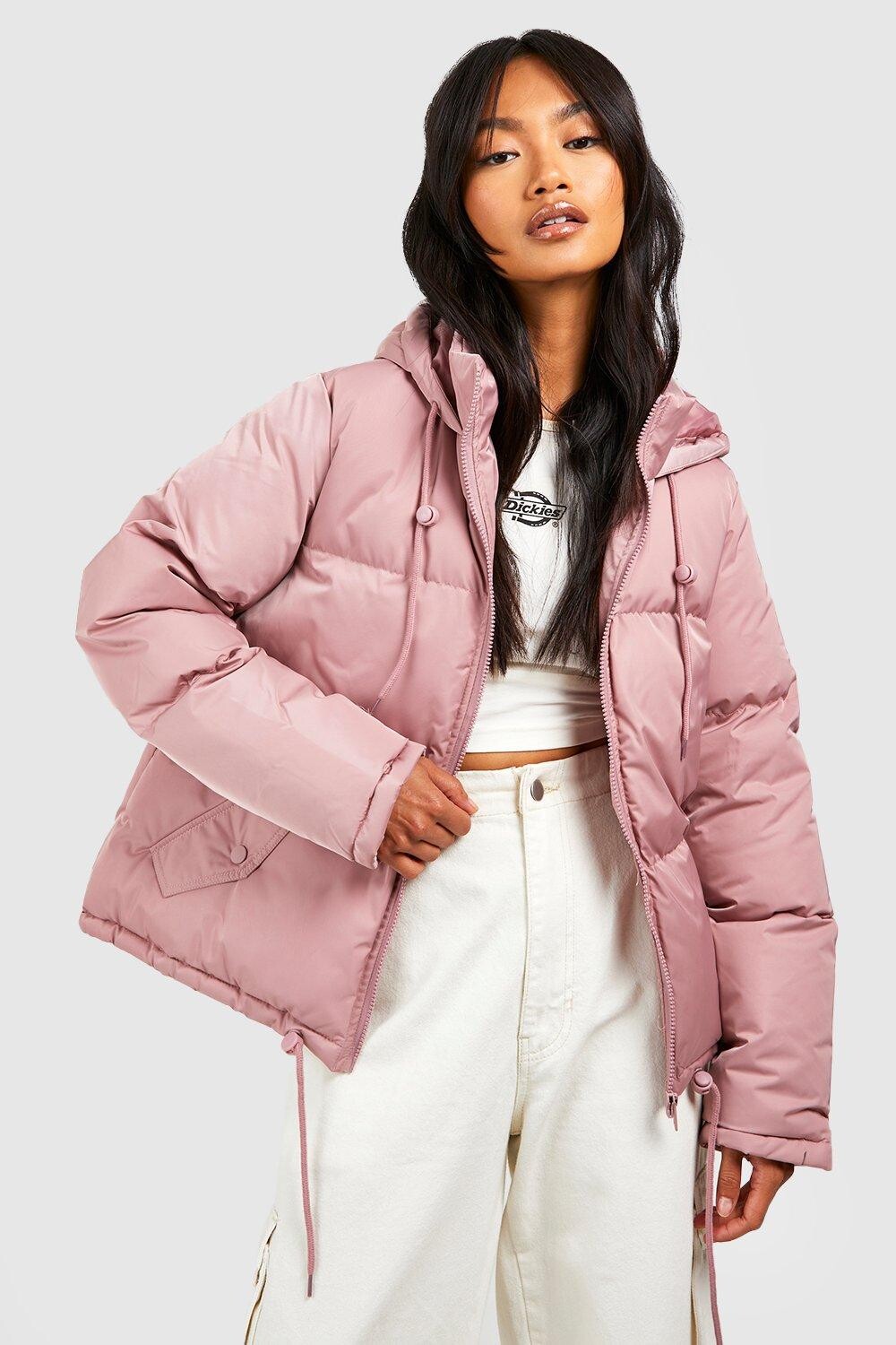 

Стеганая куртка с капюшоном boohoo, розовый