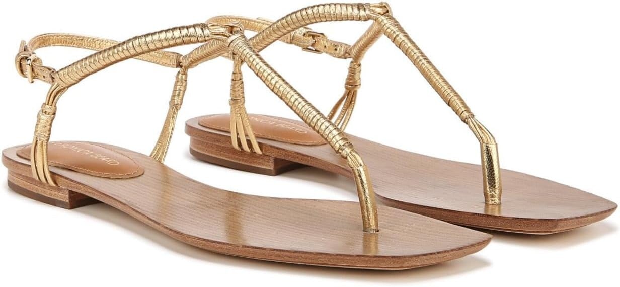 

Сандалии Veronica Beard Amelia Thongs, цвет Gold Leather