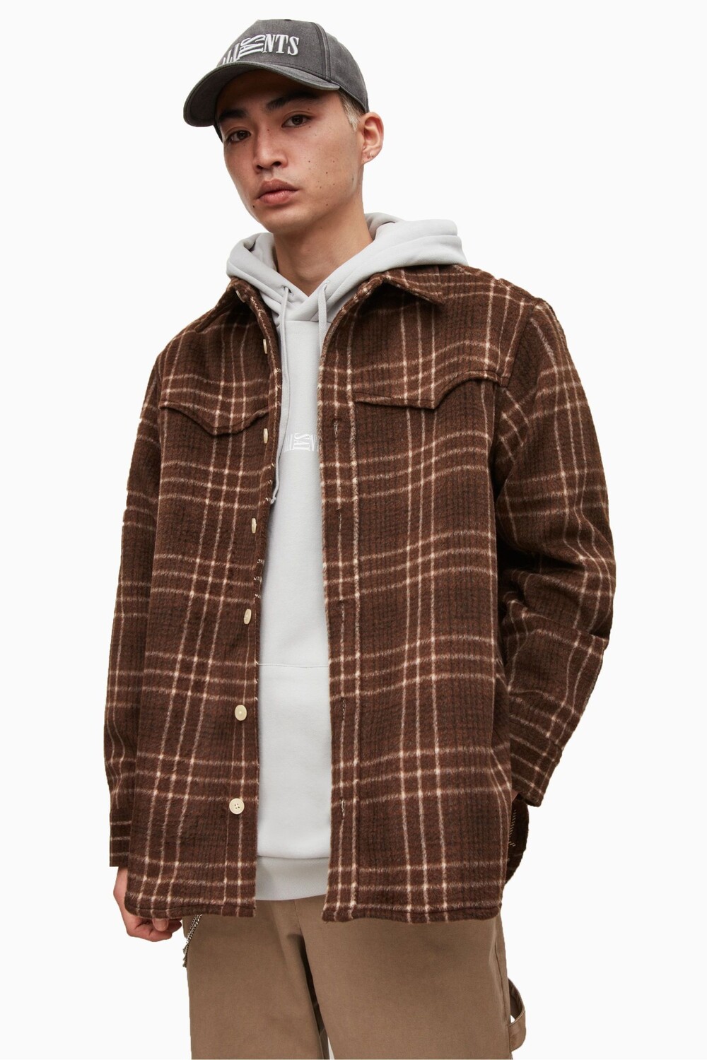 

AllSaints Nikko бежевая рубашка с длинными рукавами All Saints