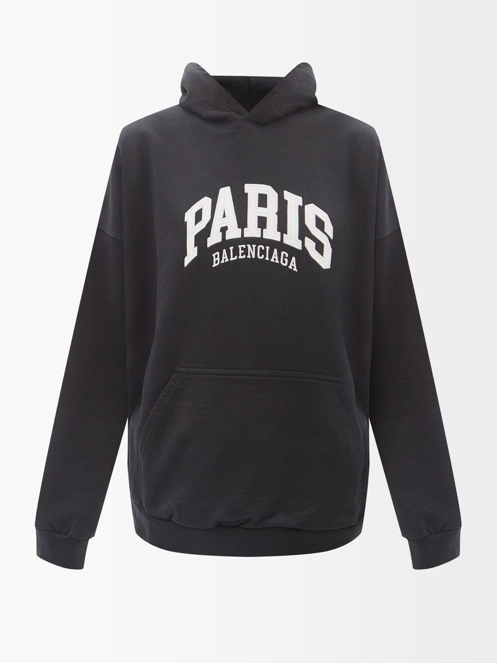 

Худи из хлопкового джерси с вышивкой paris Balenciaga, черный