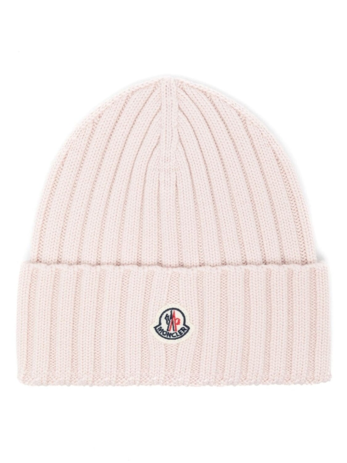 

Moncler шапка бини в рубчик с нашивкой-логотипом, розовый