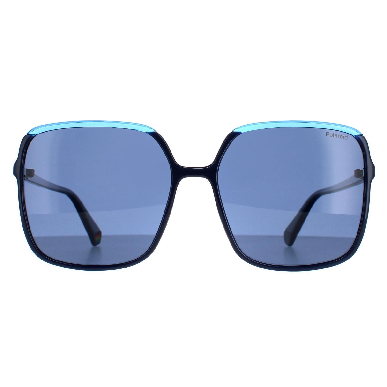 солнцезащитные очки polaroid pld 4158 g s x 010 m9 прямоугольные оправа металл поляризационные серебряный Квадратный синий синий поляризованный PLD 6128/S Polaroid, синий