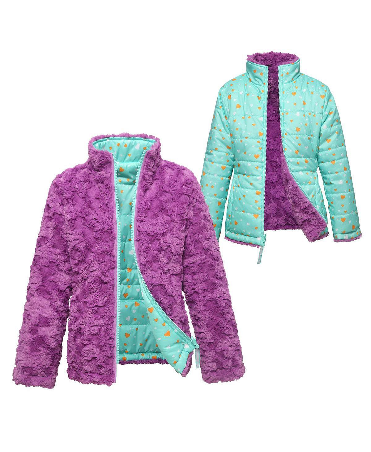 Двусторонняя куртка-пуховик из шерпа для маленьких и больших девочек из флиса Rokka&Rolla