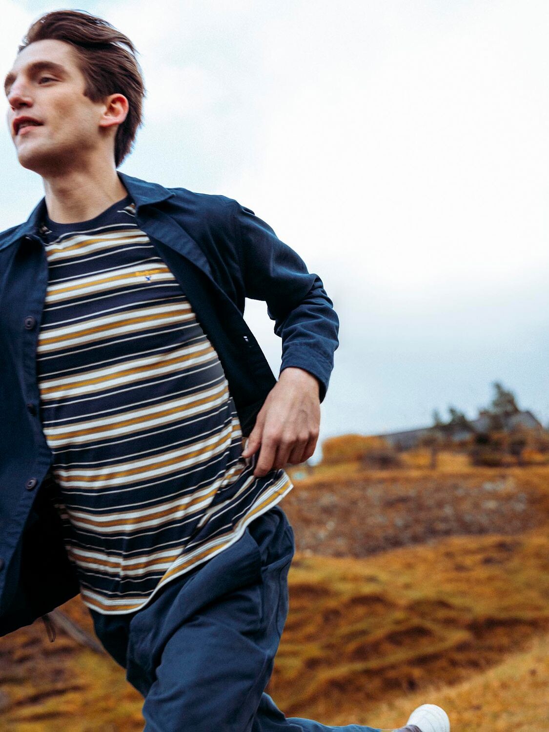 

Футболка с круглым вырезом в полоску Barbour Boldron, темно-синяя, Синий