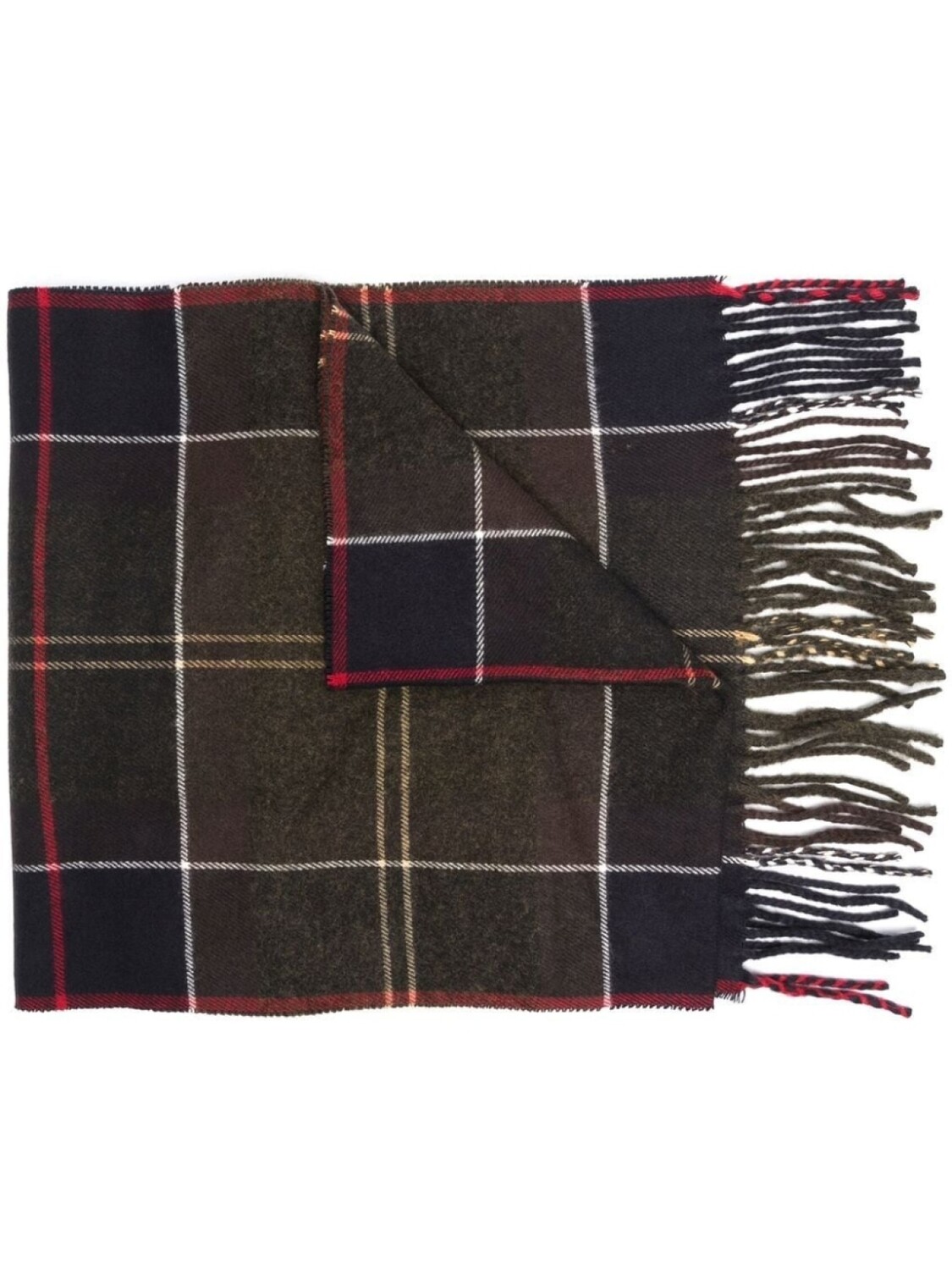 

Barbour клетчатый шарф с бахромой, зеленый