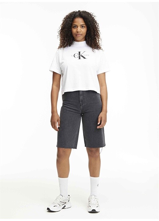 

Белая женская футболка с круглым вырезом с принтом Calvin Klein Jeans, Белый