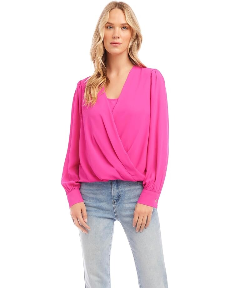 

Топ Karen Kane Drape Front, цвет Hot Pink