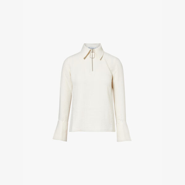 

Тканый топ на молнии с расклешенными рукавами Jw Anderson, белый