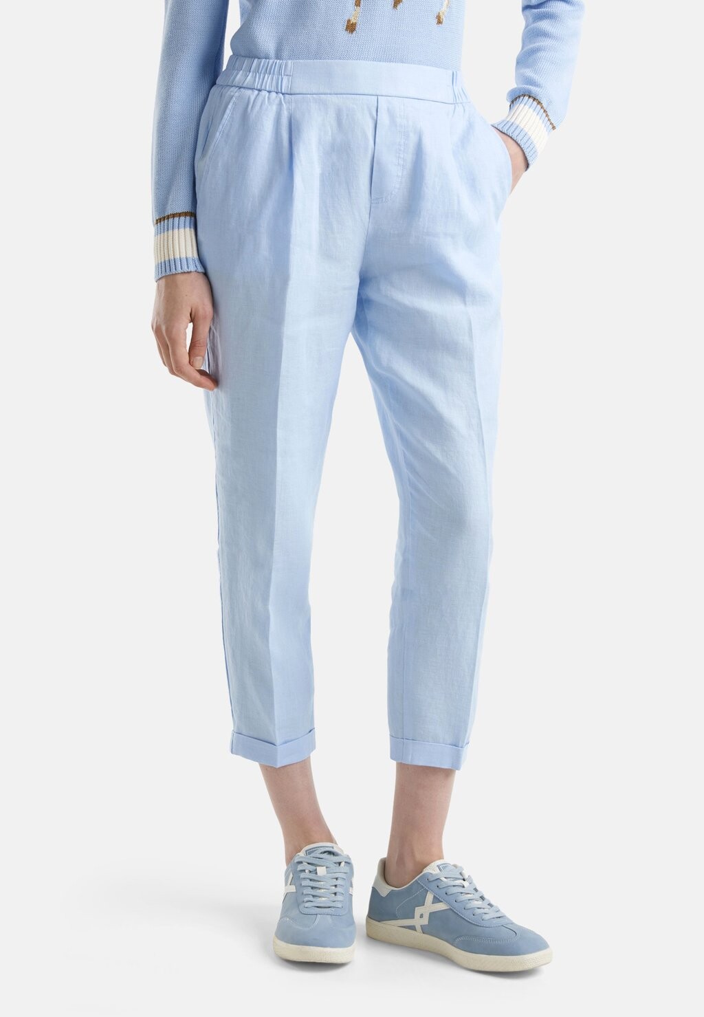 

Брюки ELASTICATED WAIST AND FRENCH POCKETS WELT BACK POCKETS United Colors of Benetton, цвет blue