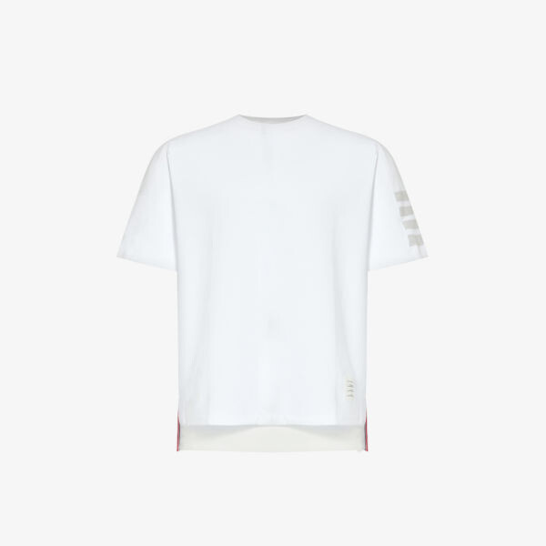 

Фирменная футболка из хлопкового джерси с короткими рукавами Thom Browne, белый