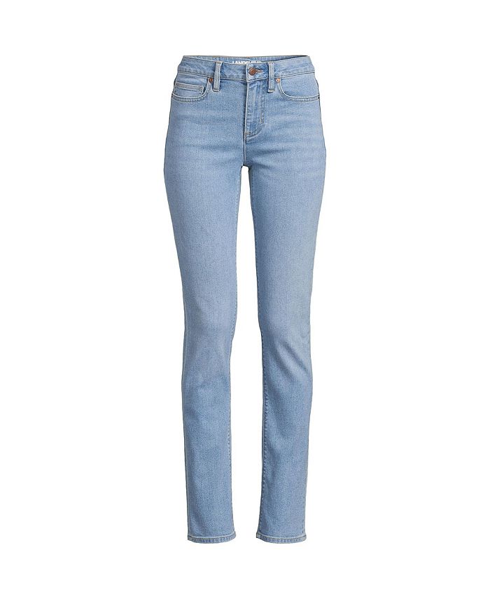 Женские прямые синие джинсы с высокой посадкой и средней посадкой Lands' End, цвет Mellow indigo забойная история или шахтерская глубокая