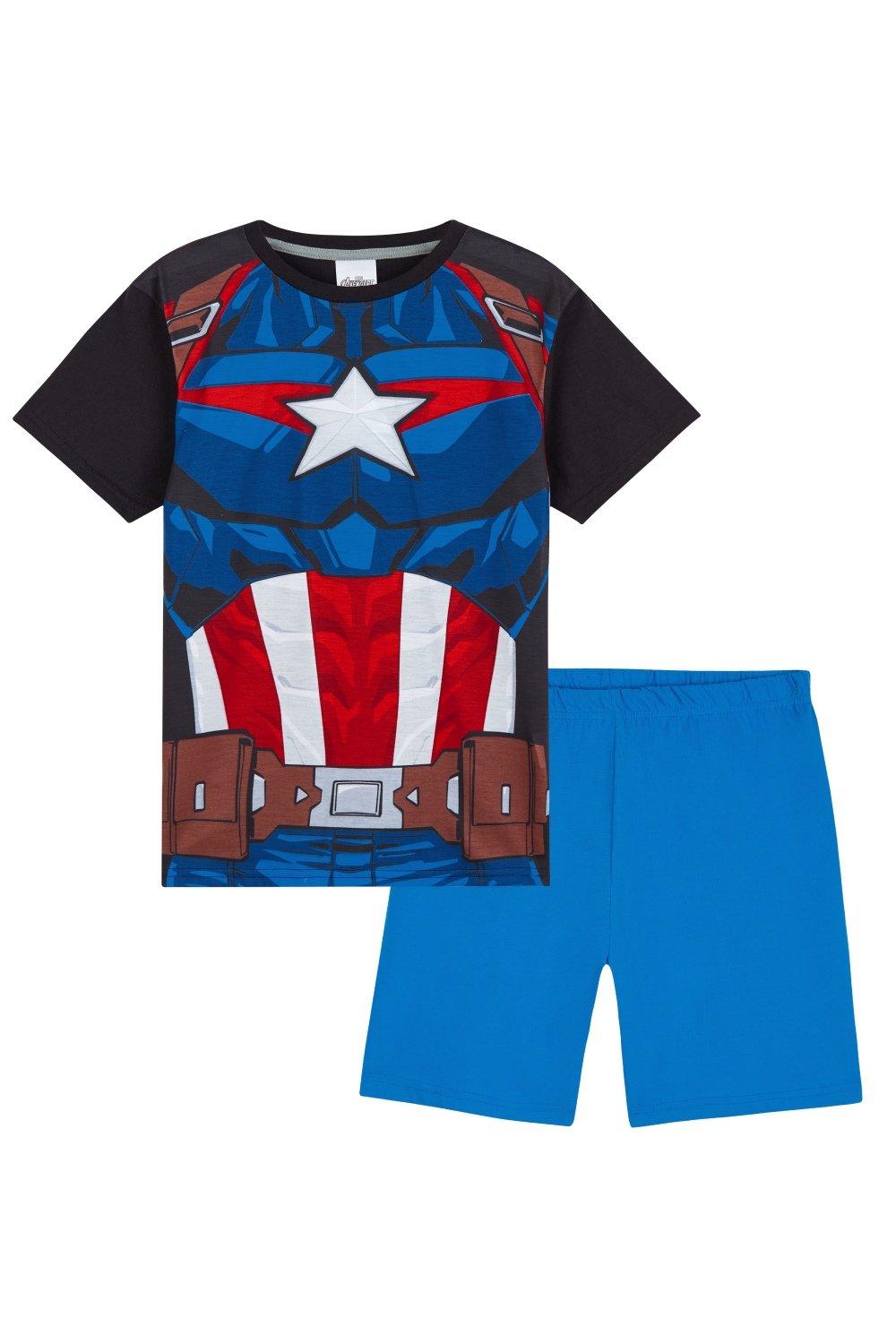 чудесные моменты marvel капитан америка рассел марк Пижамные комплекты с короткими рукавами «Капитан Америка» Marvel, синий