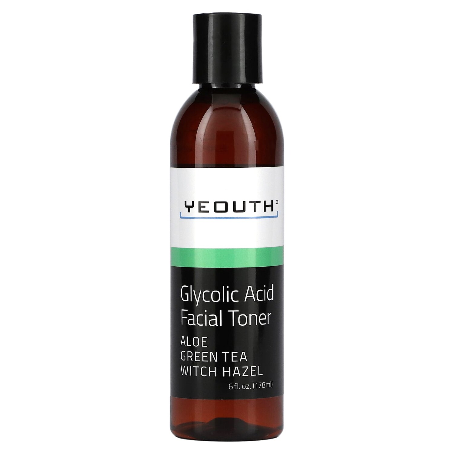 

Glycolic Acid Facial Toner, Aloe Green Tea Witch Hazel, 6 fl oz (178 ml), Yeouth