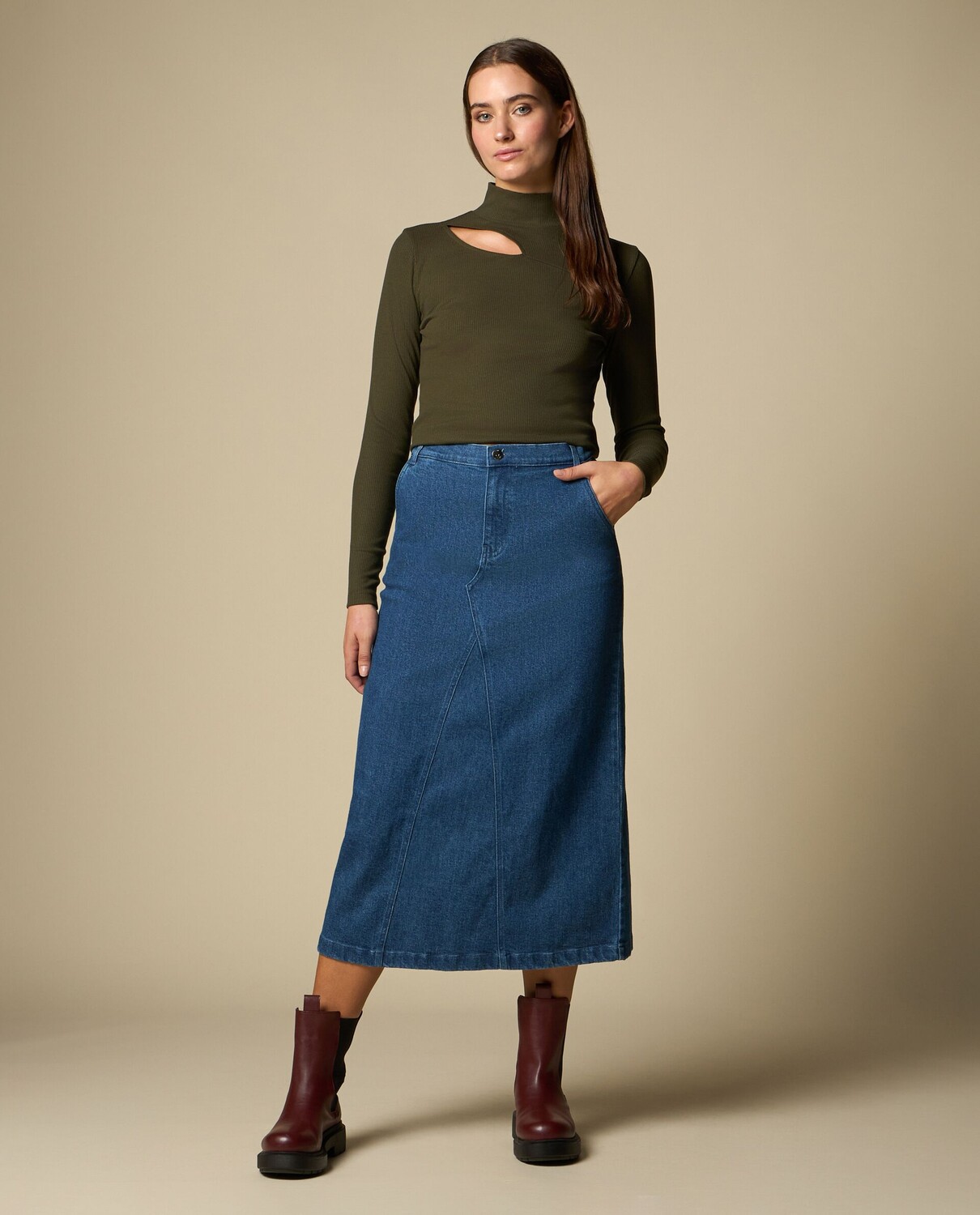 

Длинная джинсовая юбка для женщин NICE&CHIC, синий