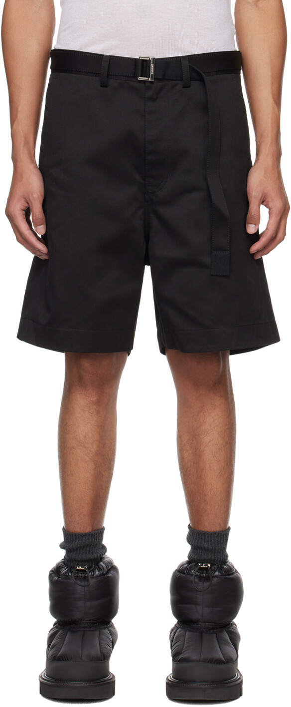 

Черные шорты с поясом Sacai, цвет Black