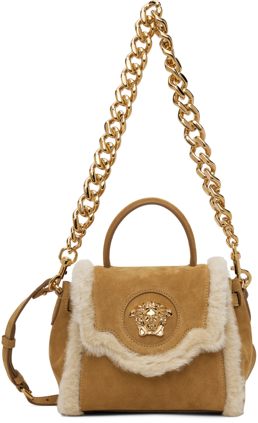 

Бежевая маленькая сумка из овчины La Medusa Versace