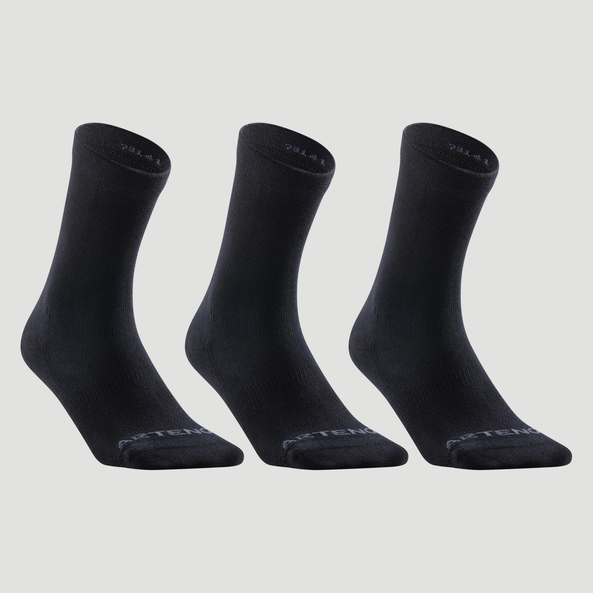 Высокие спортивные носки Decathlon, тройной набор, 160 рупий Artengo, черный