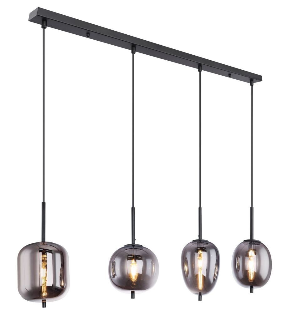 

Подвесной светильник Globo Lighting металлический черный, стекло, высоту можно укорачивать, 4 вешалки с разными стеклами, ДхШхВ: 1000х185х1200мм, без 4x E14 40Вт 230В.