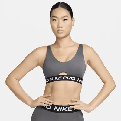 

Спортивный бюстгальтер Nike Pro Indy Plunge, цвет Iron Grey/White