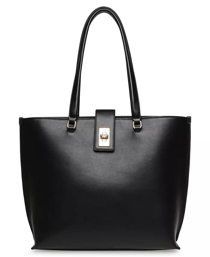 

Женская эмалированная большая сумка с поворотным замком Anne Klein, красный