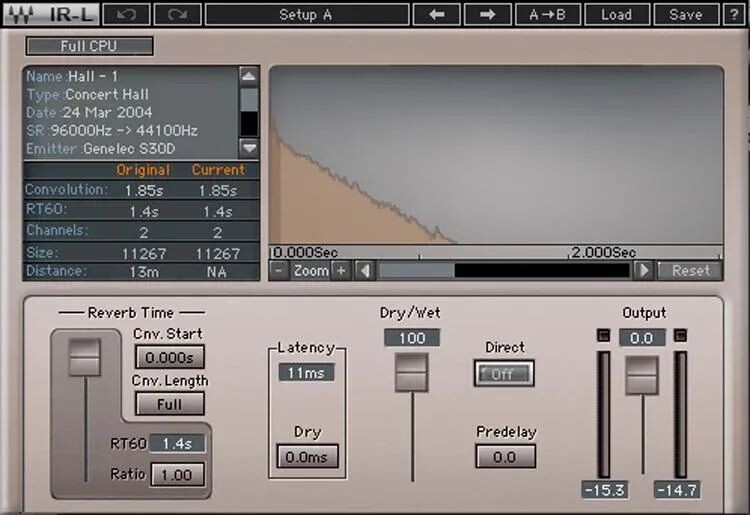 

Плагин реверберации Waves IR-L Convolution