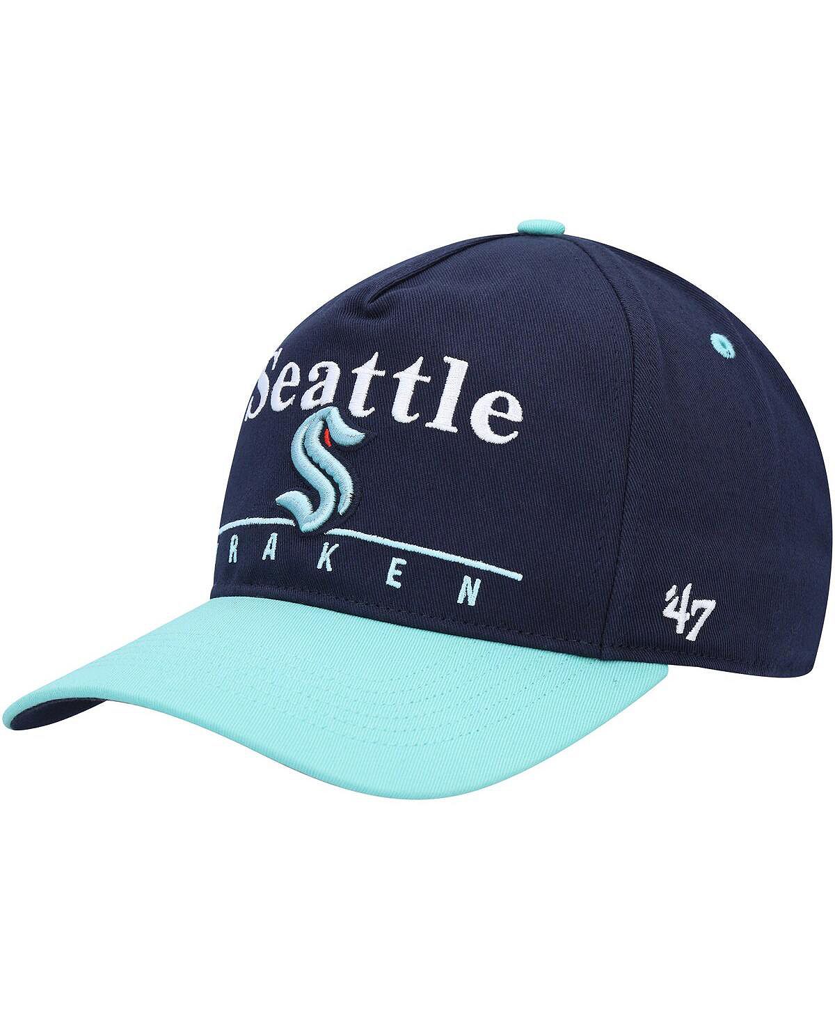 цена Мужская регулируемая бейсболка Snapback темно-синего, голубого цвета Seattle Kraken Super Hitch '47 Brand