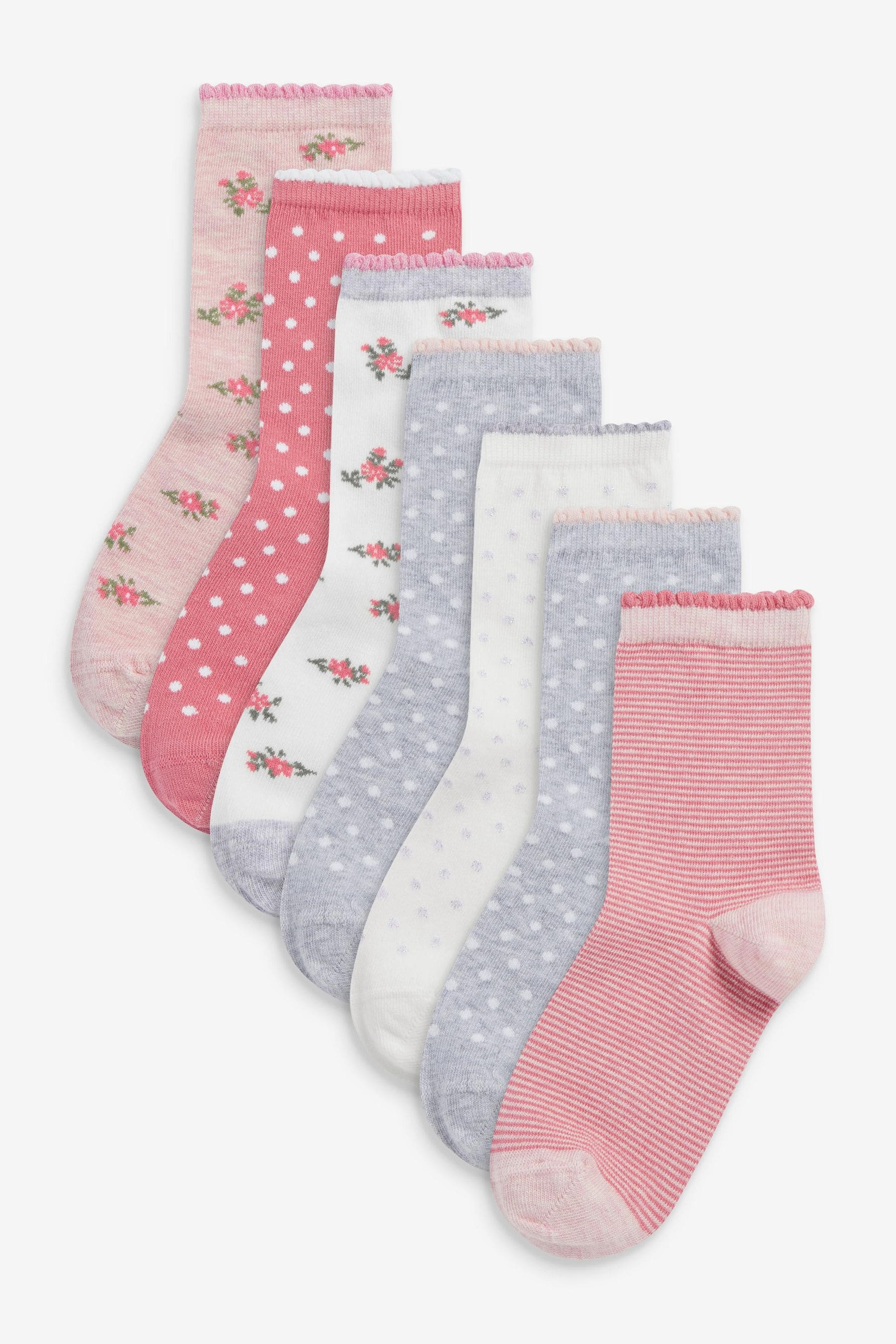 Комплект из 7 пар носков с высоким содержанием хлопка Next, розовый