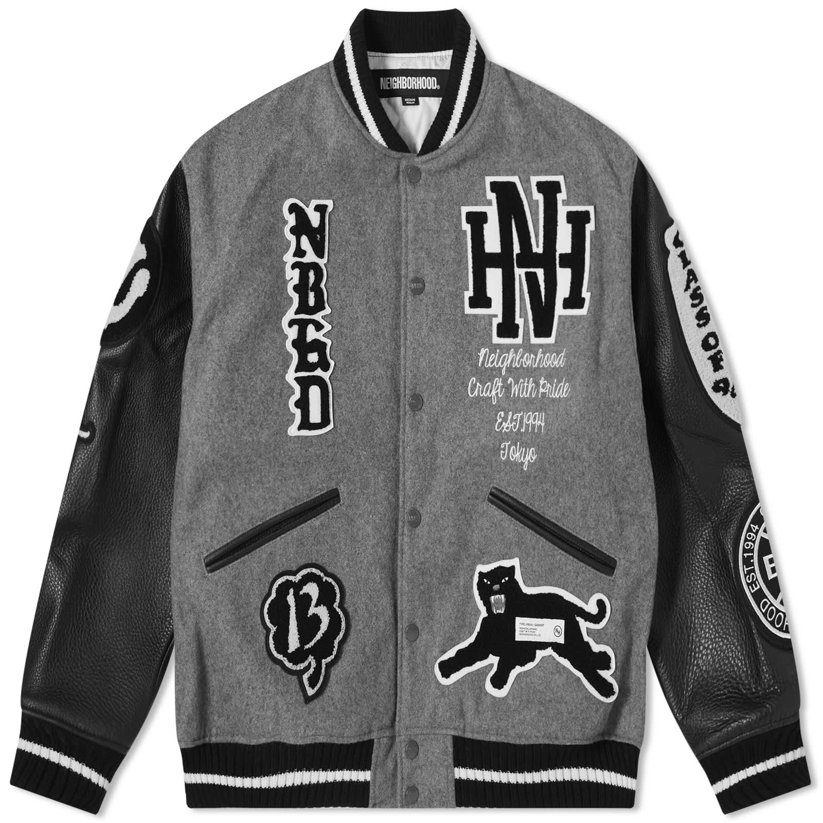 Куртка Neighborhood Stadium Wool Leather Varsity, серый университетская куртка rhude atten