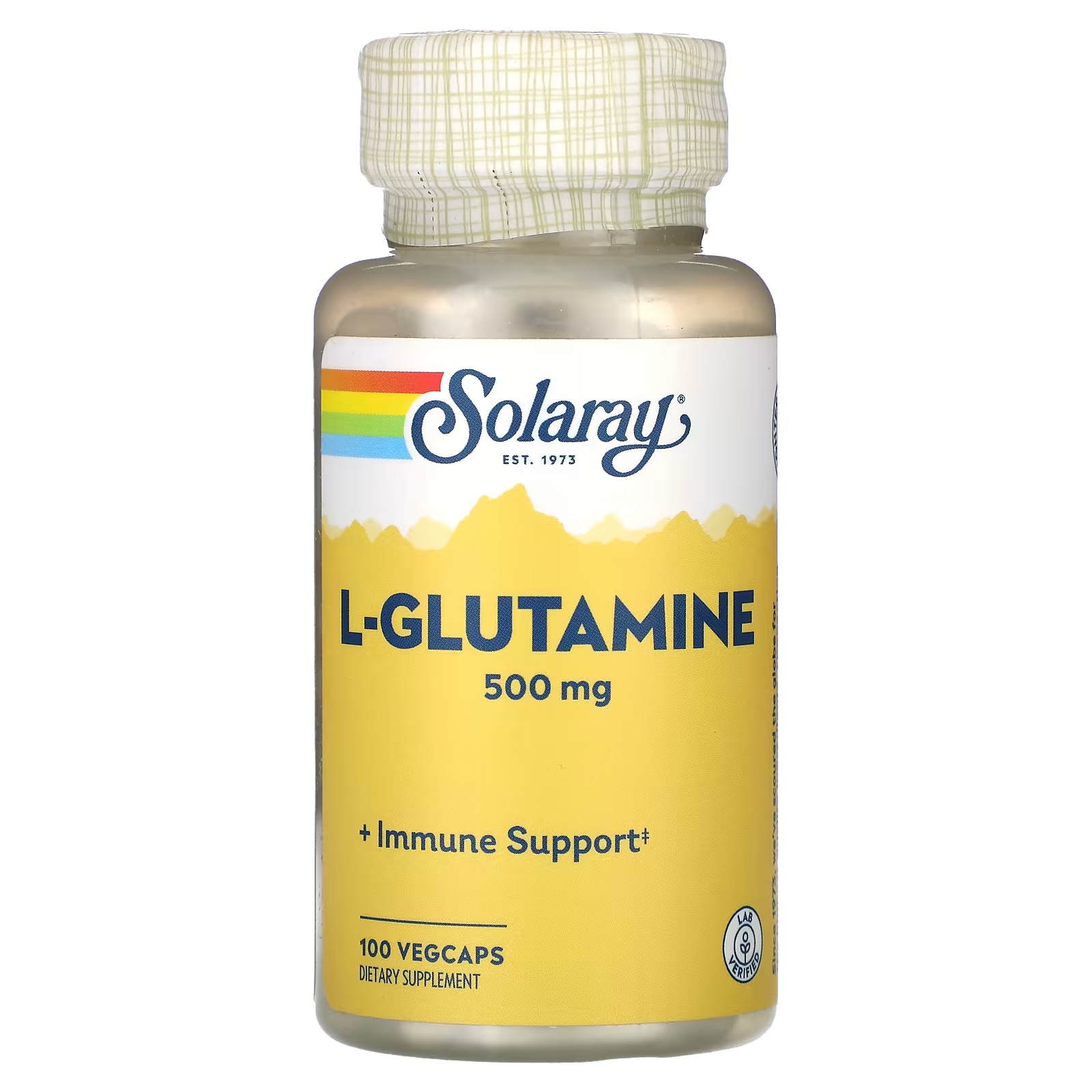 L-глютамин Solaray, 500 мг, 100 растительных капсул