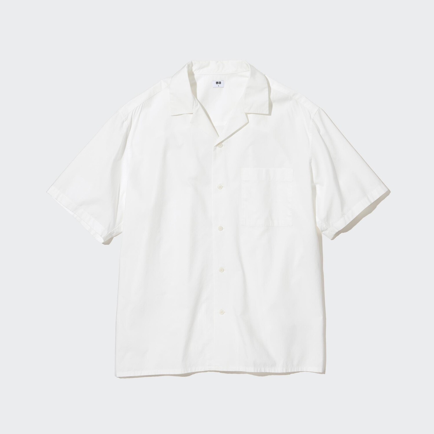 

Рубашка из модального хлопка с открытым воротником и короткими рукавами UNIQLO, белый