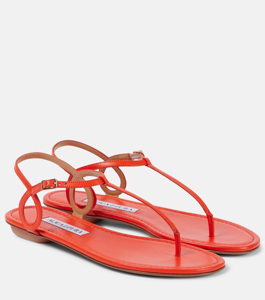 

Сандалии-шлепки из кожи Almost Bare Aquazzura, цвет tangerine