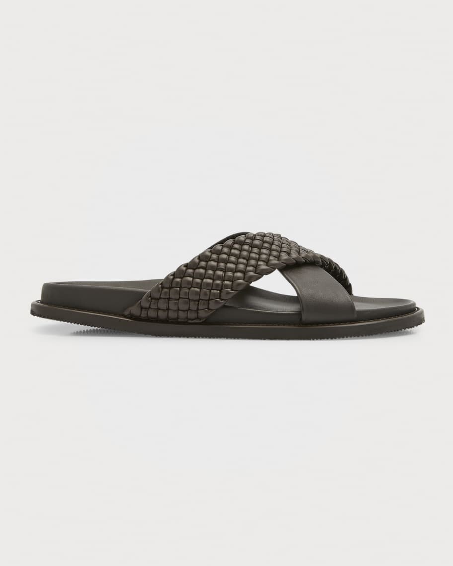 

Мужские кожаные шлепанцы Palau Woven Criss-Cross Paul Stuart