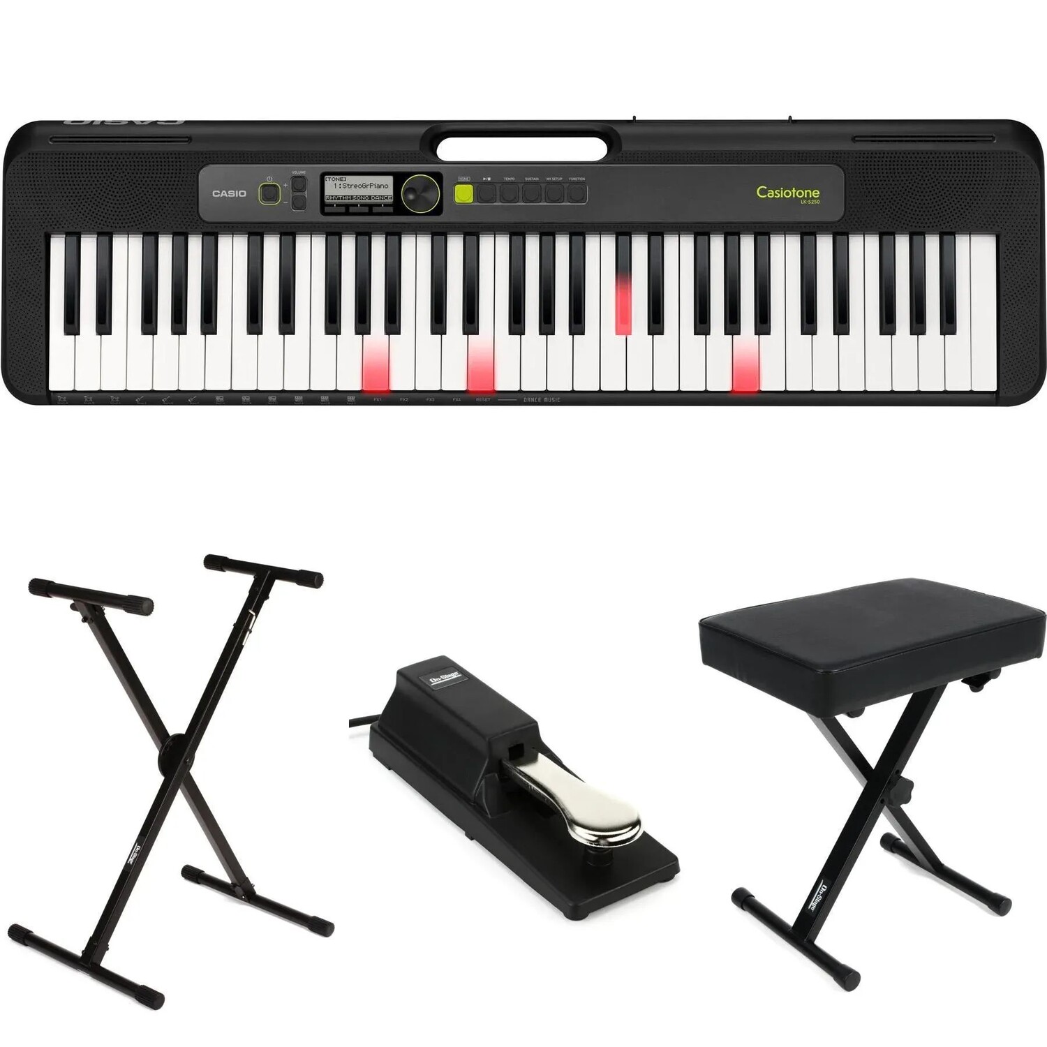 

Casio Casiotone LK-S250 — портативный аранжировщик с подсветкой, набор предметов первой необходимости