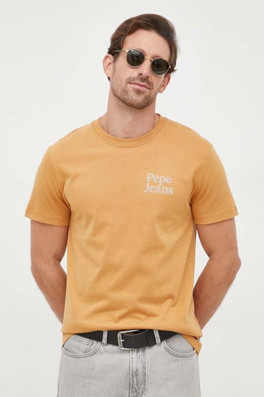 

Хлопковая футболка Kody Pepe Jeans, бежевый