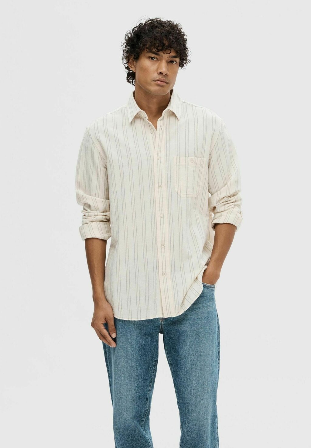 

Рубашка GESTREIFTES Selected Homme, цвет egret