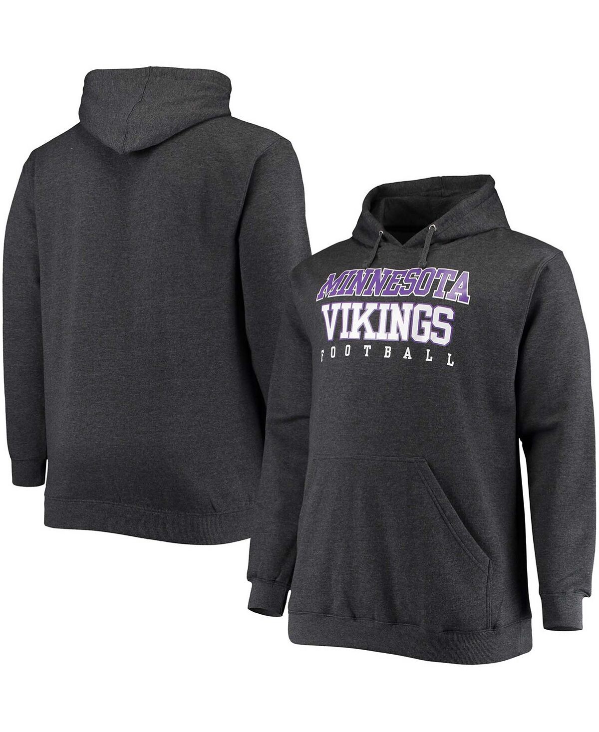 

Мужской темно-серый пуловер с капюшоном Big and Tall Minnesota Vikings Practice Pullover Fanatics
