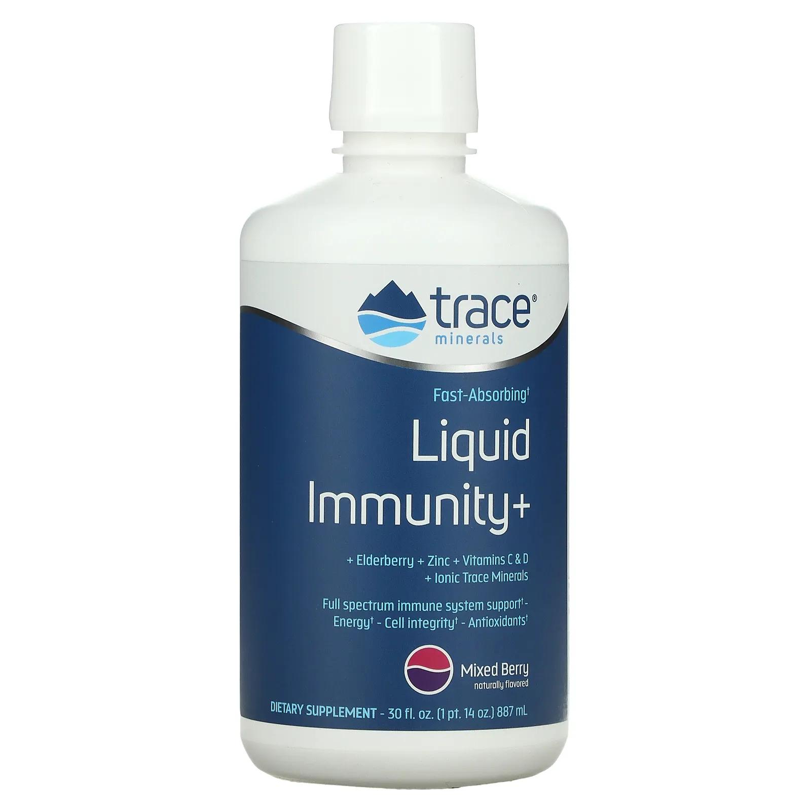 Trace Minerals Research Быстро впитывающаяся жидкость Immunity + ягодное ассорти 887 мл (30 жидк. Унций) trace minerals быстро впитывающийся жидкий иммунитет 887 мл