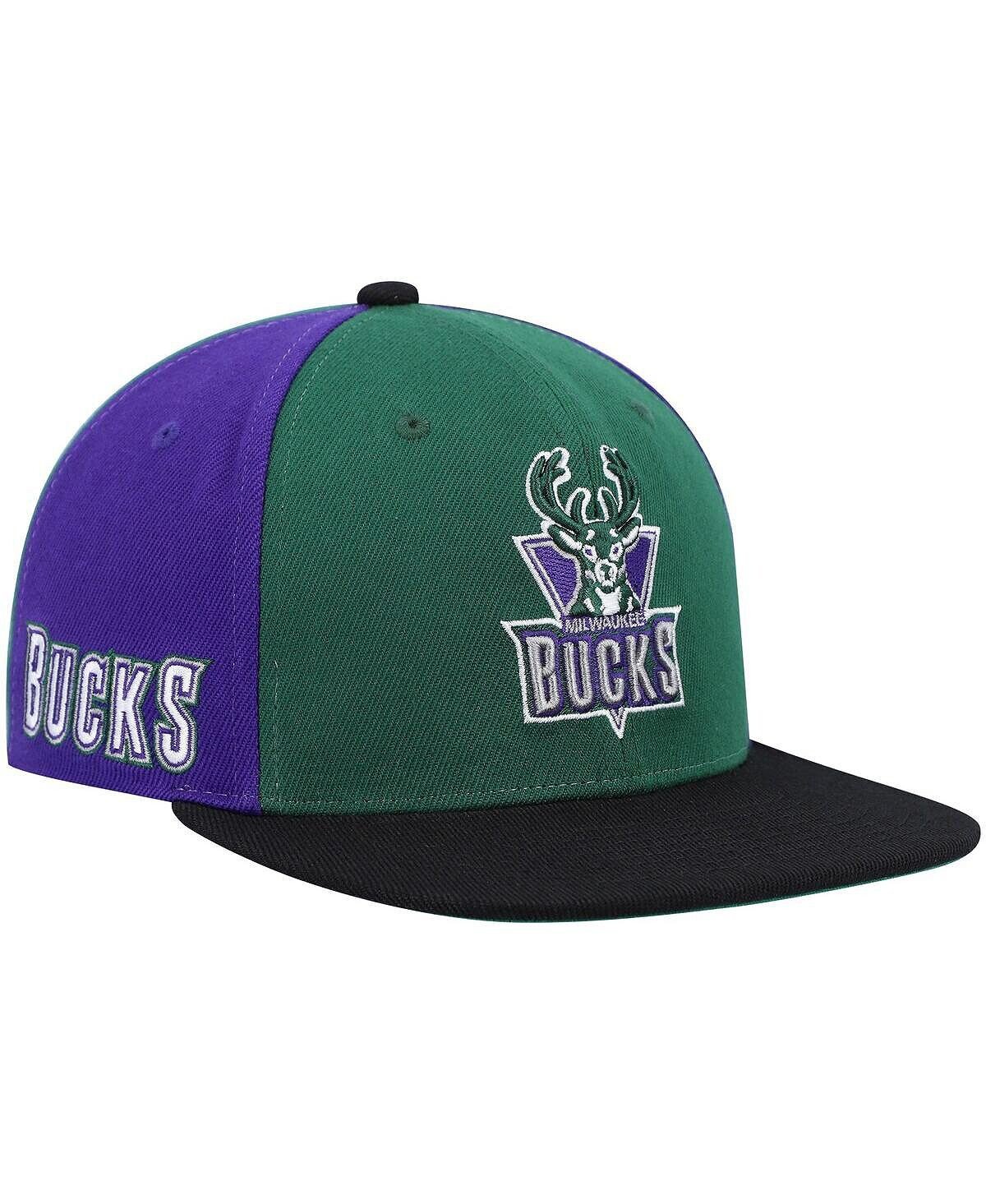 

Мужская кепка Hunter Green, черная Milwaukee Bucks Hardwood Classics On The Block Snapback Hat Mitchell & Ness