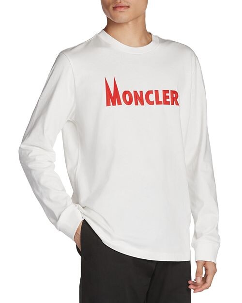 

Хлопковая футболка с длинными рукавами и рисунком Moncler, цвет White