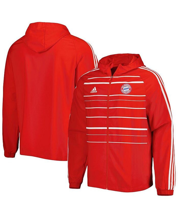 

Мужская ветровка с капюшоном и молнией во всю длину Red Bayern Мюнхен DNA реглан adidas, красный